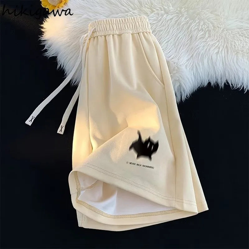 Women Clothing Pantalones Cortos De Mujer Summer Casual Shorts Streetwear BF Print Fashion Y2k Wide Leg Pants 2025 New Bottoms