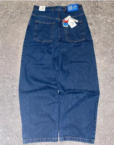 Y2K Minimalist Men's Jeans Retro Pocket Embroidered Loose Korean Casual Harajuku High Waist Aesthetic Couple Wide Leg Pants