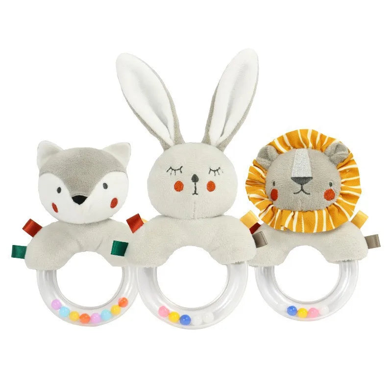 Soft Baby 3D Nordic Plush Stuffed Handbell Baby Soft Rattle Toys Montessori Sensory Early Development for Infant Toddler Gifts
