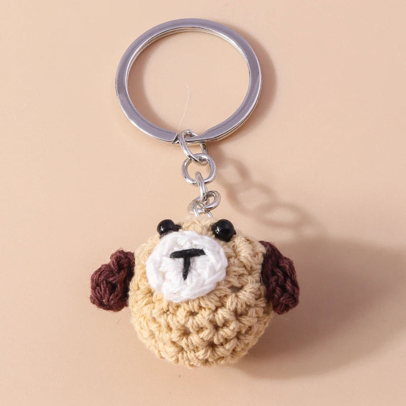 Pretty Handmade Knitted Love Heart Keychain Crocheted Flower Key Ring Pendants for Women Girls Handbag Decor DIY Jewelry Gifts