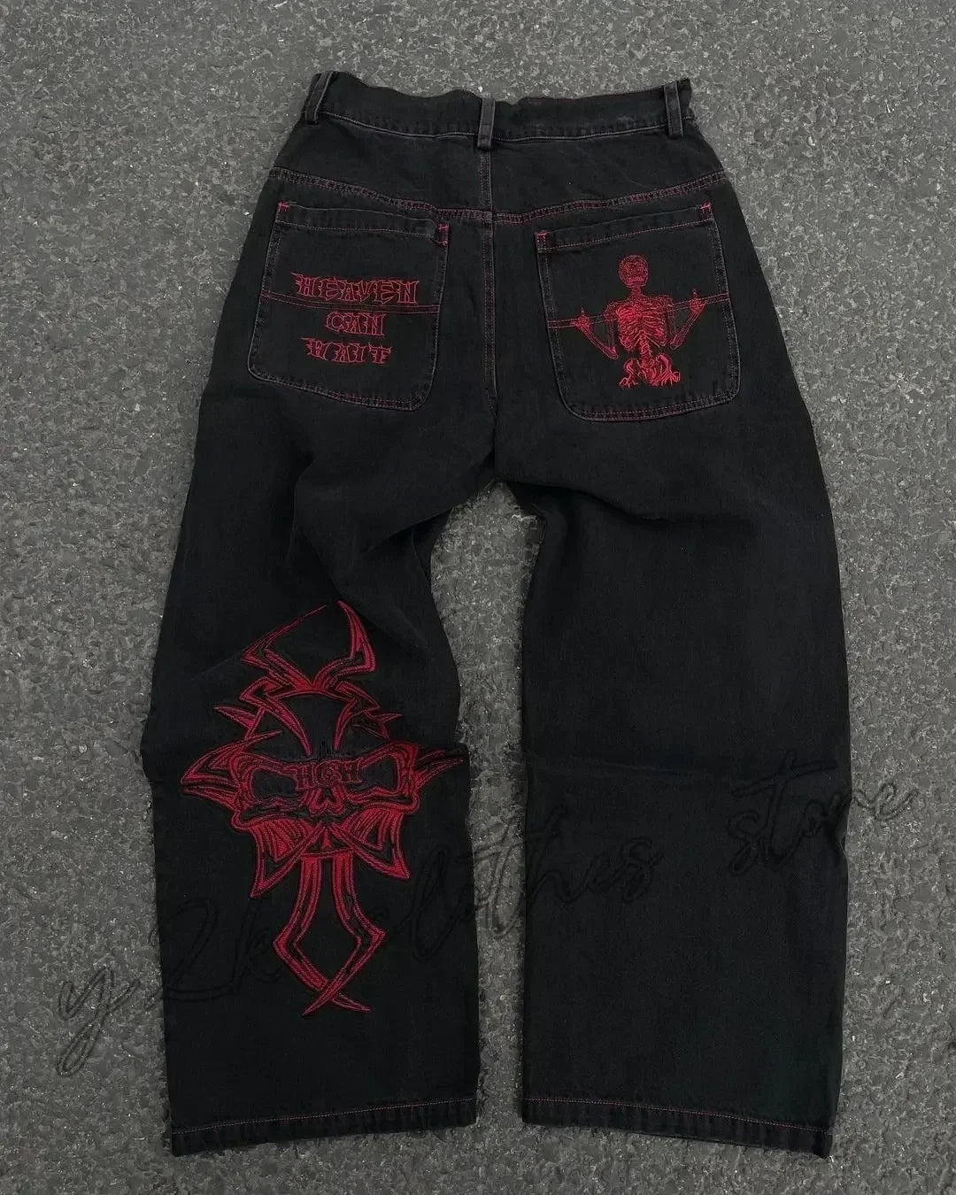 Streetwear Jeans Y2K Pants Womens Gothic Hip Hop Striped Retro Pink Baggy Jeans New High Waisted Wide Leg Trousers Clothes
