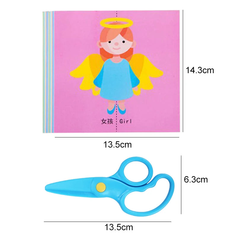48/96pcs Children Paper Cuttings Toys Handmade DIY Material Puzzle Early Education Toy Art Supply Handicrafts with Scissors TMZ
