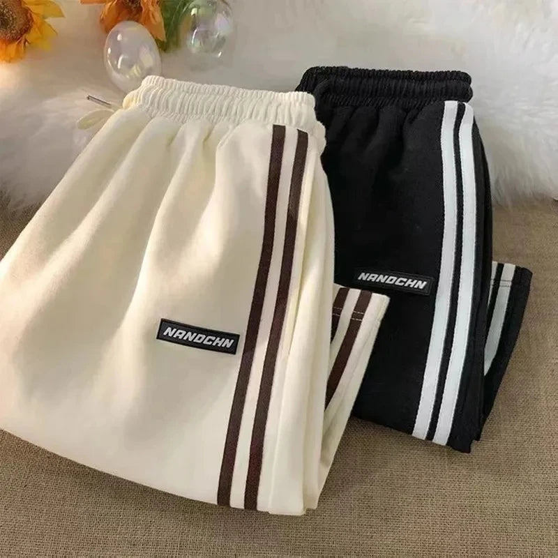 New Fashion Striped Shorts Women Summer Streetwear Loose Wide Leg Shorts Korean Casual  Sports Shorts Bf Couple Oversized