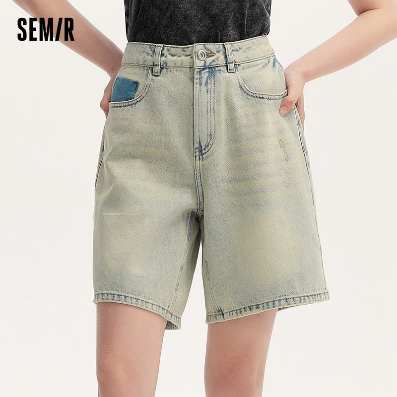 Semir Denim Shorts Women Cool Trendy Bermuda Shorts Street Style 2024 Summer New Body-Flattering Straight-Leg Versatile Pants