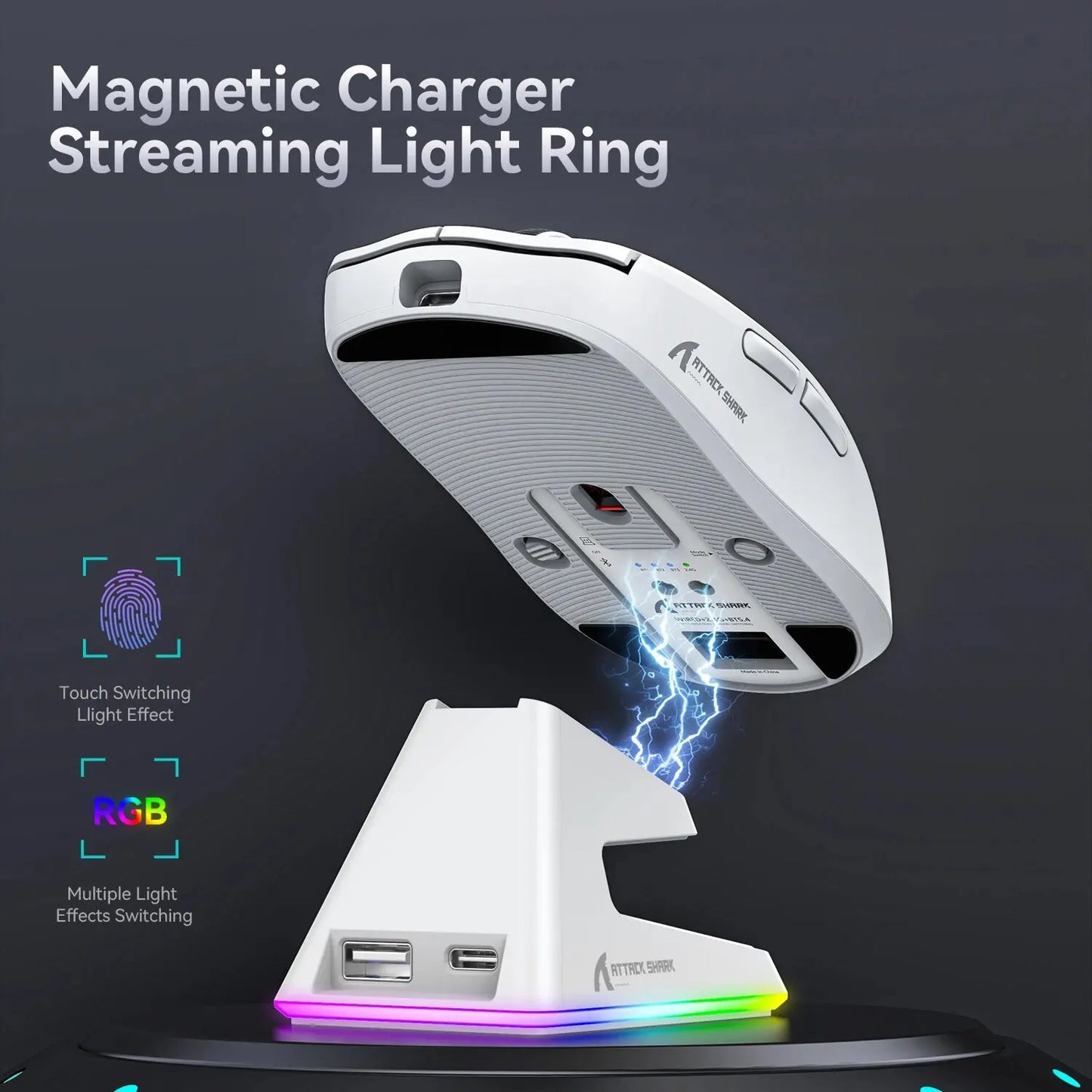 Șoarece de gaming wireless X6 ușor cu 3 moduri de încărcare cu fir 2.4G BT5.2 până la 26K DPI RGB Backlight pentru laptop desktop