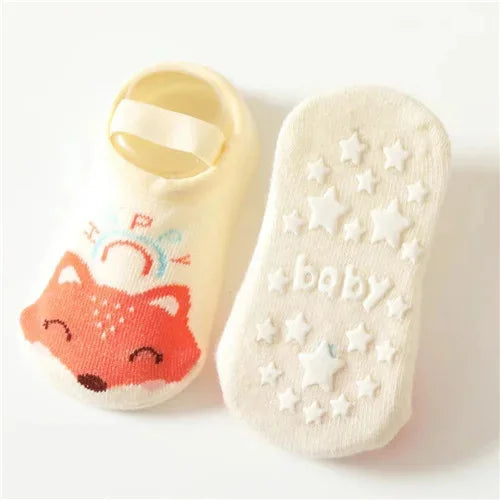 0-3Years Newborn Baby Girls Boys Socks Non Slip Cotton Cartoon Print Kids Socks For Boys Girls Toddler Floor Sock Spring Autumn