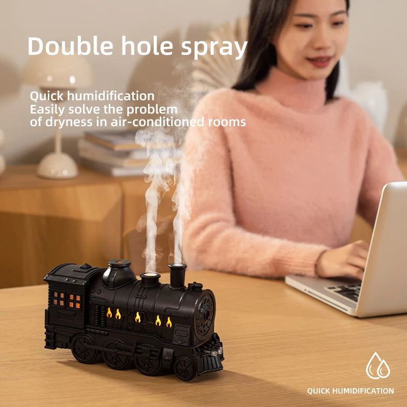 New 300ML Train Air Humidifier Ultrasonic Aromatherapy Diffuser USB Fragrance Essential Oil Aroma Difusor Smoke Ring Sprayer