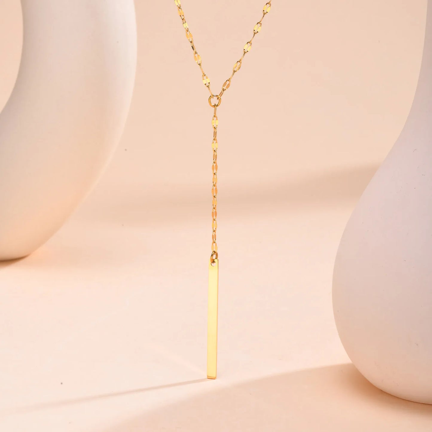 Lariat Necklace for Women, Stainless Steel Drop Necklace with Long Chain, Party Wedding Jewelry