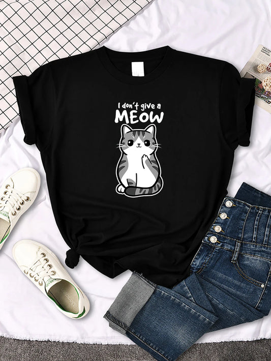Lovely Cat Printing Women Tshirts Street Breathable New Short Sleeve Casual Fashion Tee Shirt Summer Cool Comfortable Clothing