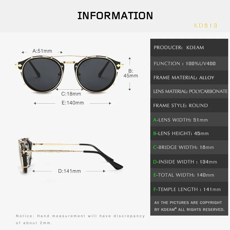 KDEAM Polarized Round Metal Frame Sunglasses for Women Outdoor Driving Fishing Brand Designer Sun Glasses UV Resistant Eyewear
