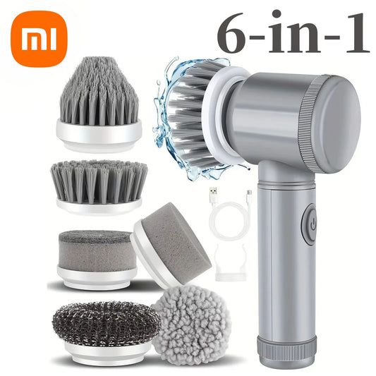 Xiaomi 6-in-1 Electric Cleaning Brush Home Appliances Wireless Electric Floor Scrubber Replaceable Brush Head Bathroom Kitchen