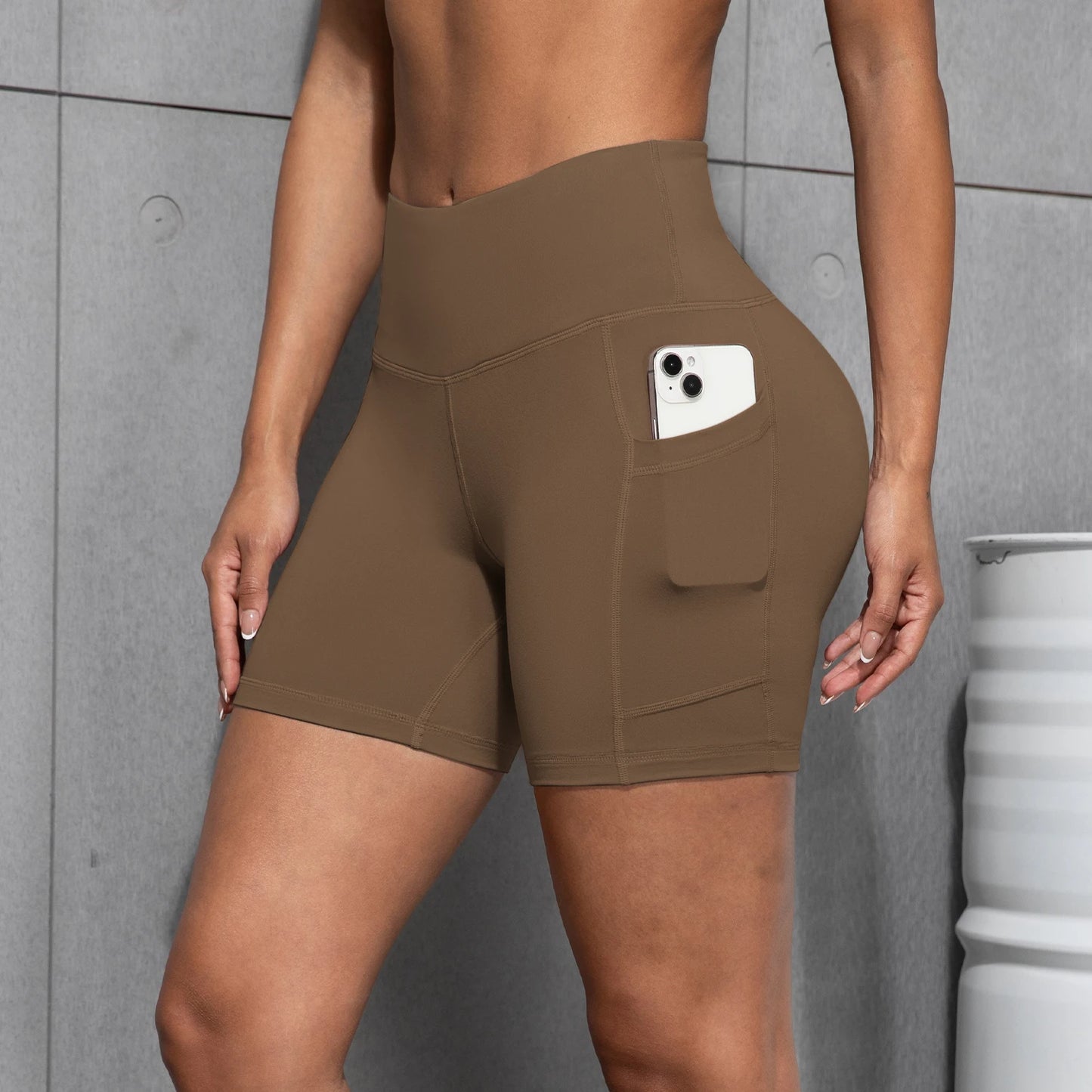 Womens Yoga Pocket Shorts Leggings High Waist  Exercise Fitness Wear Girls Running Elastic Adult Short Pants Sports Outfits ﻿