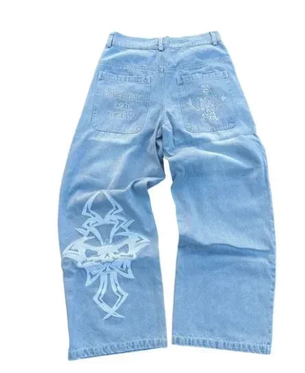 Streetwear Jeans Y2K Pants Womens Gothic Hip Hop Striped Retro Pink Baggy Jeans New High Waisted Wide Leg Trousers Clothes