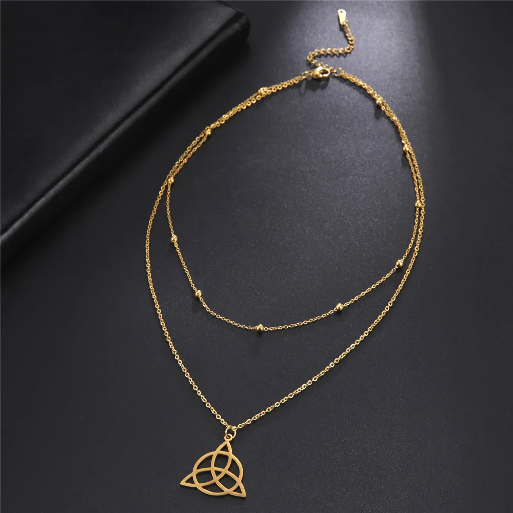 Skyrim Irish Celtics Knot Pendant Necklace for Women Amulet Triquetra Chain Necklaces Stainless Steel Jewelry Gifts