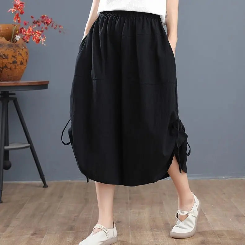 Short Pants Woman Knee Length Red Half Bloomer Shorts for Women Elastic Waist Mid Bermuda Outdoor Harajuku Fashion Casual New In