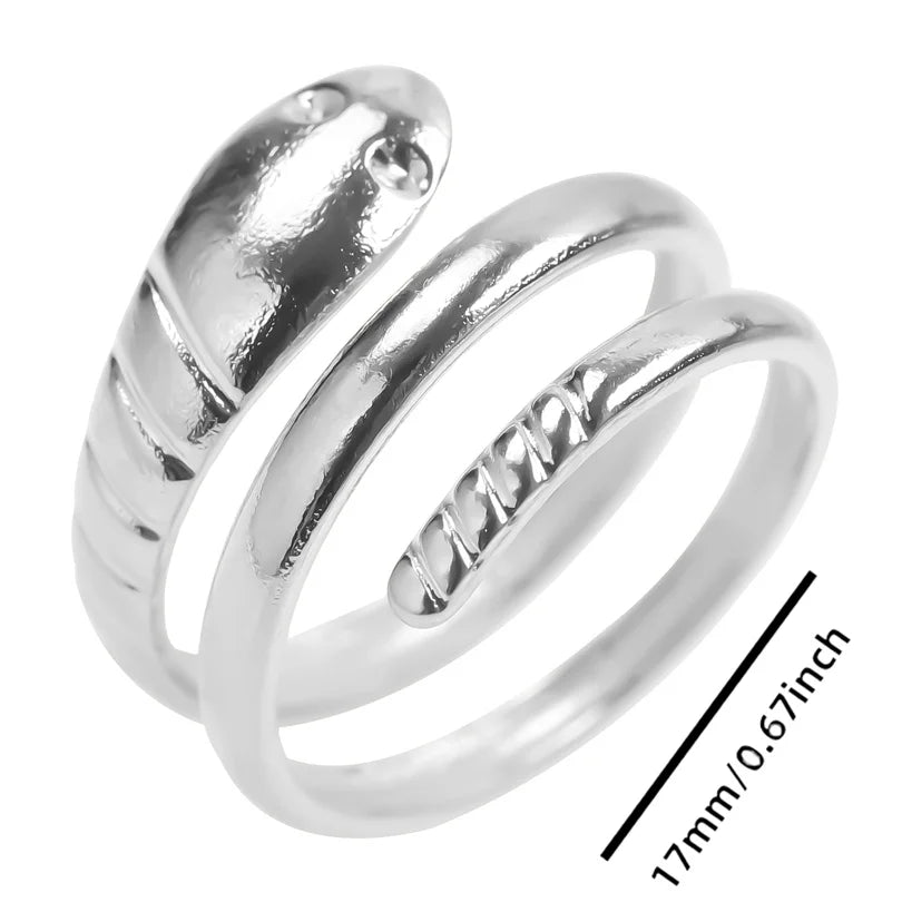 Wholesale 6pcs Steel Color Rings Hug Snake Love Star Moon Shell Leaf Shaped Rings Stainless Steel Women Jewelry Charms No Fade