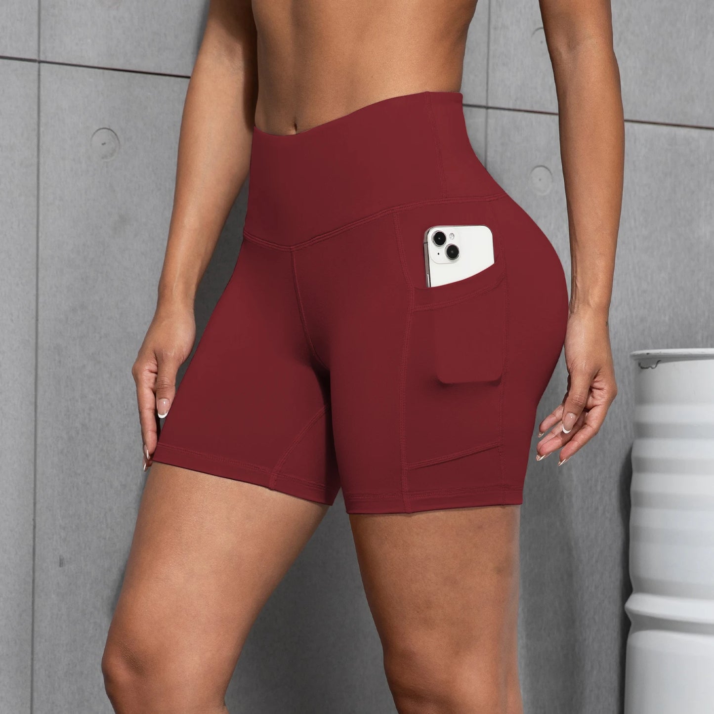 Womens Yoga Pocket Shorts Leggings High Waist  Exercise Fitness Wear Girls Running Elastic Adult Short Pants Sports Outfits ﻿