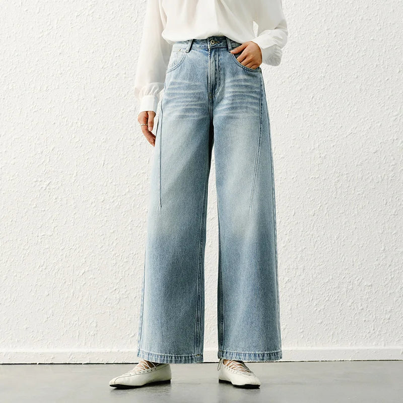 Semir Jeans Women High-waisted Wide-leg Trousers 2025 New Spring Long Trousers Street Style Trendy Versatile Trousers