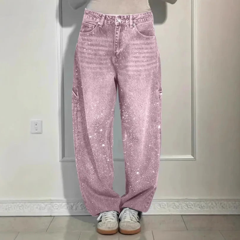 2025 new style of hot diamond jeans casual trousers for women Y2K women's clothing personality fashion star street wear pants
