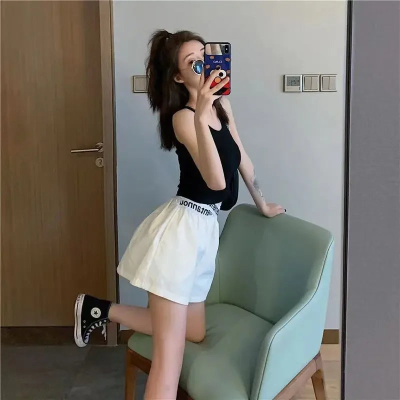 Wide High Waist Female Short Pants Jorts Women's Shorts To Wear XL Youthful Aesthetic Y2k Harajuku Classic Japanese 2000s Style