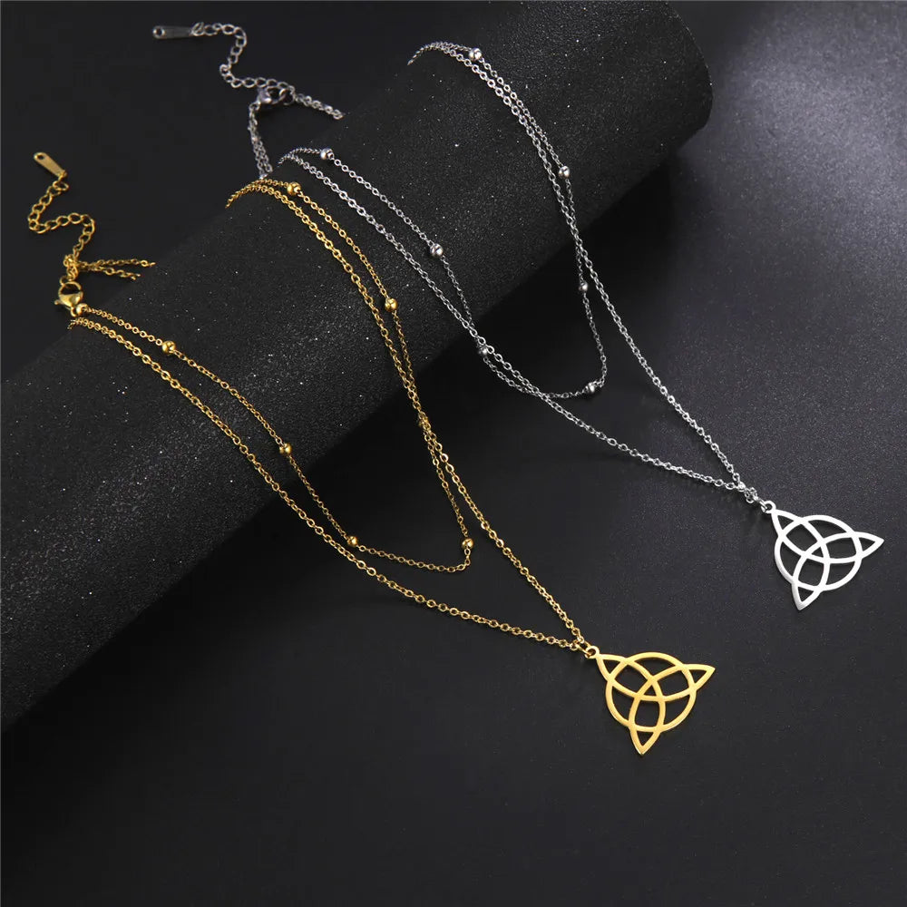 Skyrim Irish Celtics Knot Pendant Necklace for Women Amulet Triquetra Chain Necklaces Stainless Steel Jewelry Gifts