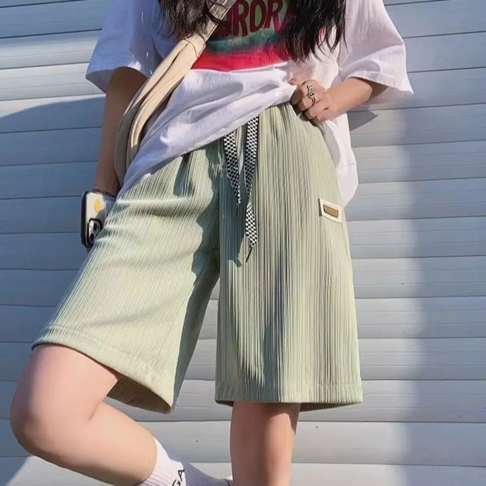 Sports Shorts Women Summer Anti Emptied Ice Silk Shorts Casual Lady Elastic High Waist Beach Short Pants