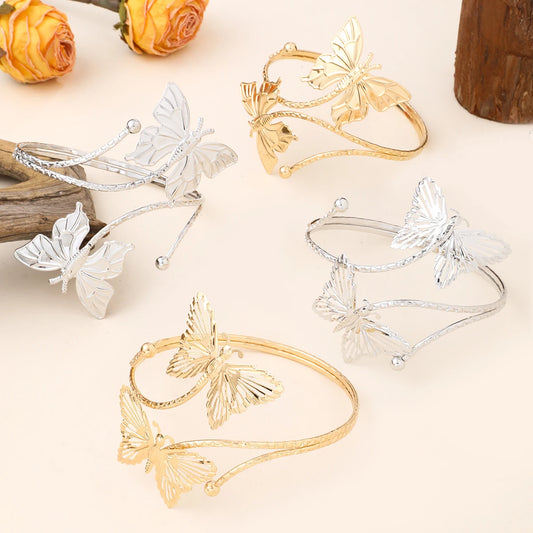 FTCY Metal Butterfly Upper Arm Hollow Bracelet for Women Punk Vintage Gold Color Women's Bangles Exaggerated Jewelry Gifts