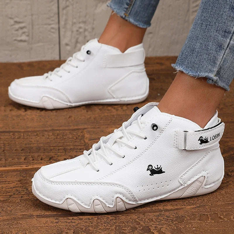 Women's New Leather Design Shoes Lightweight Easy  Comfortable Breathable Suitable Outdoor Cycling Walking  Flat Bottomed Boots