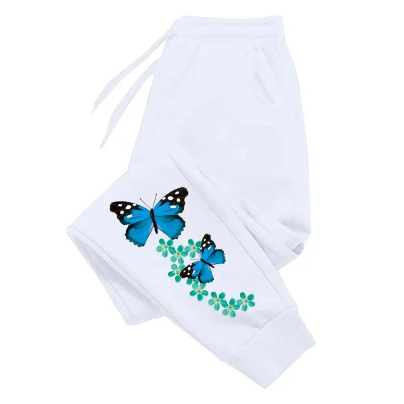 Womens Sweatpants Butterfly Printing Casual Trousers Jogging Sports Pants Outdoors Fashion Sportswear HotSale Trend Street Pants