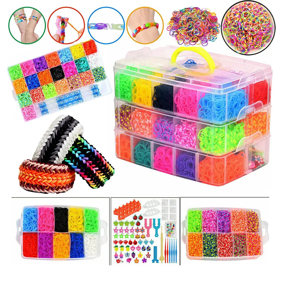DIY Hand Made Rubber Bands Twist Loom Set Rubber Loom Bands Kits Friendship Bracelet Maker Making Kit for Kids In Stock