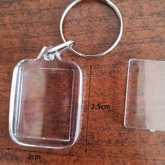 1PC Acrylic Photo Frame Keychain Photo Insert Keyrings Transparent Blank Rectangle Square For Double-Sided Photos DIY Supplies