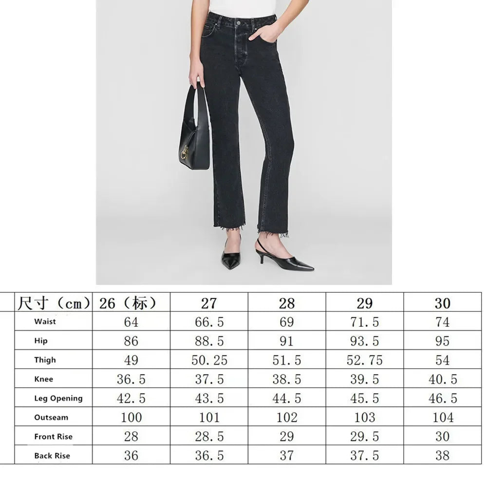 Women's Light Blue Versatile Hole Jeans Spring Summer New Ladies High-Waisted Fringe Straight Denim Pants