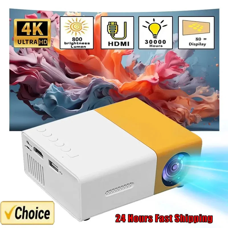2025 Smart Projector 1000 Lumens, WiFi 6 Bluetooth 5.3, Android 12 with Auto Focus, 4K HD for Home Theater &  Outdoor Camping