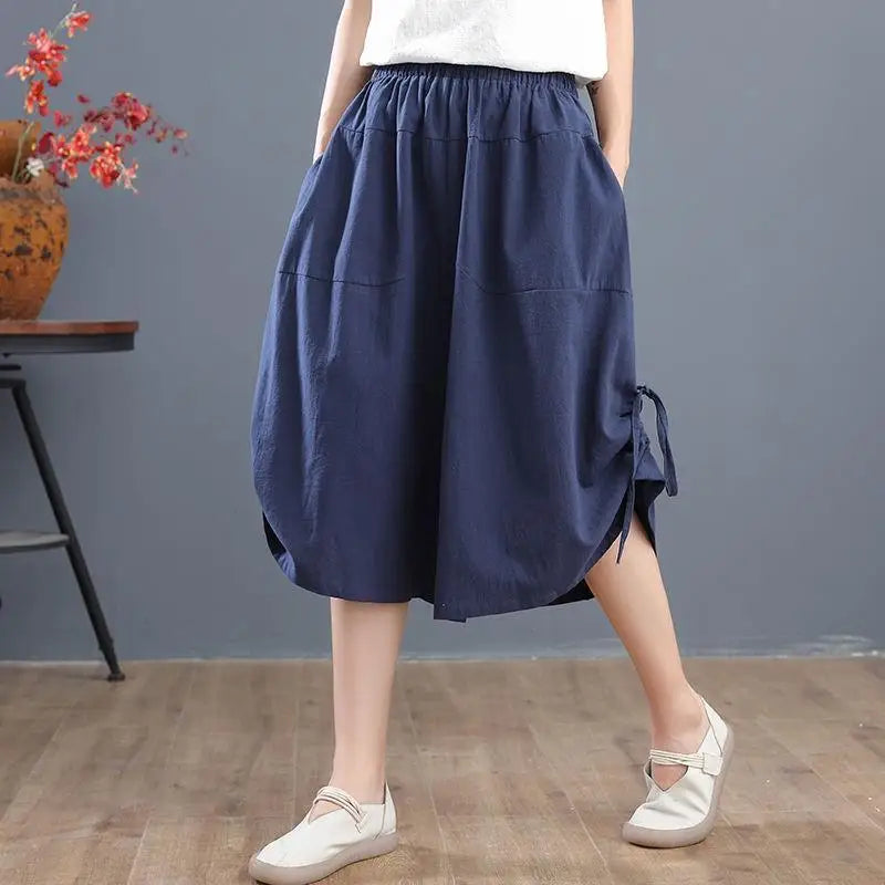 Short Pants Woman Knee Length Red Half Bloomer Shorts for Women Elastic Waist Mid Bermuda Outdoor Harajuku Fashion Casual New In