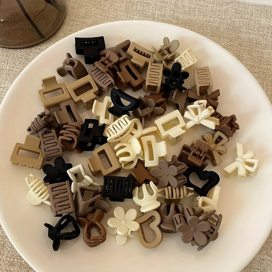10 / 20pcs brown mini hair clips, bang clips, flyaways, headbands, hairpins - suitable for cute girls' daily life, school