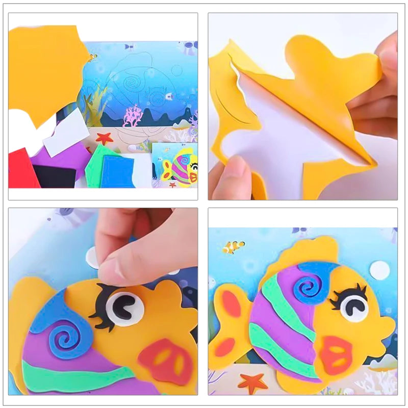 20PCS 3D EVA Foam Sticker Puzzle DIY Game Cartoon Animal Early Learning Education Toys for Children Birthday Gift Multi-patterns