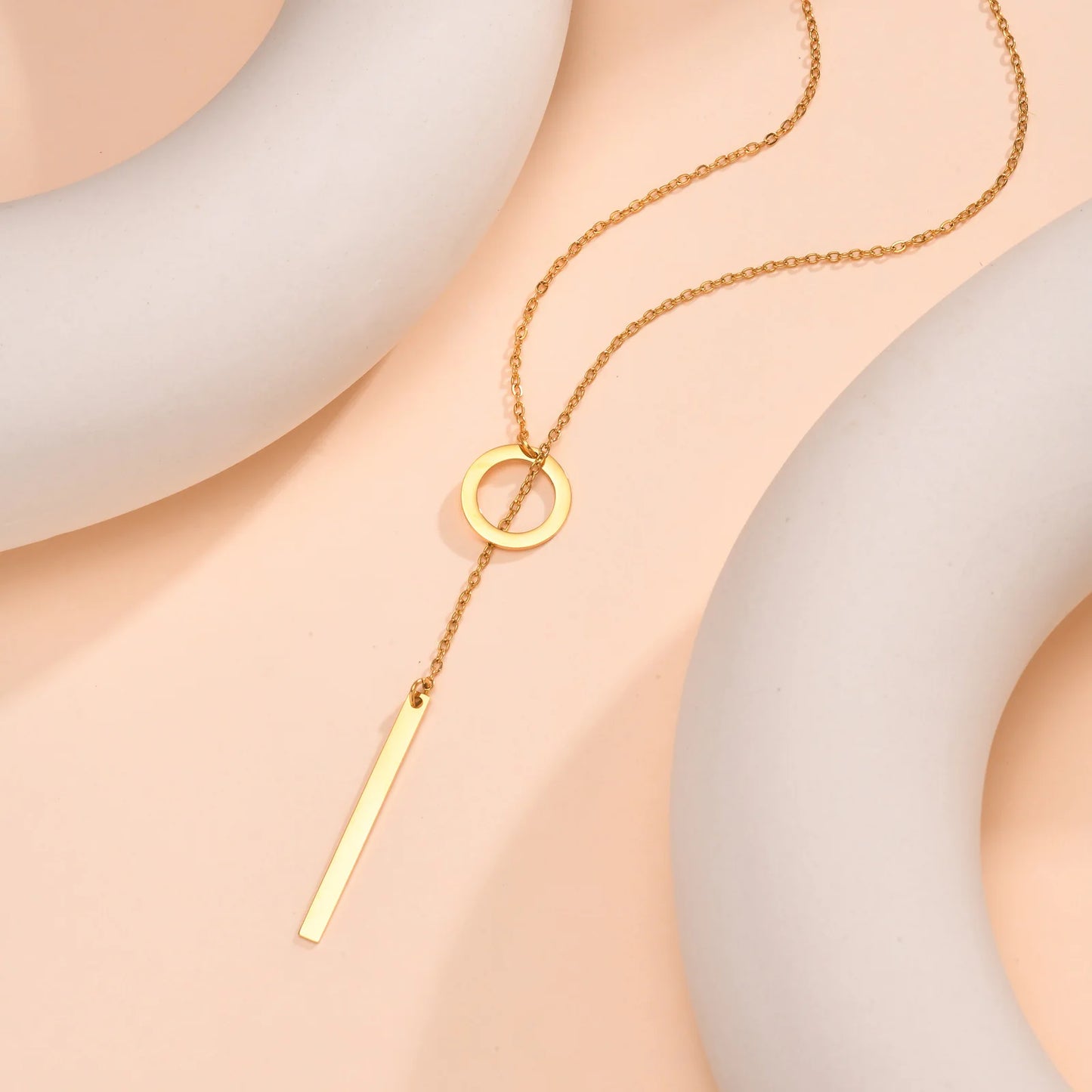 Lariat Necklace for Women, Stainless Steel Drop Necklace with Long Chain, Party Wedding Jewelry