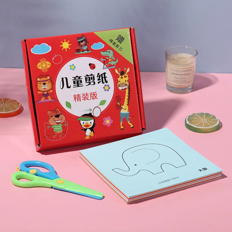 96Pcs Children DIY Colorful Paper Cutting Folding Kids Craft With Plastic Safe Scissors Concentration Training Educational Toys
