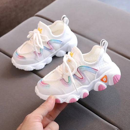 2024 Breathable Toddler Boy Sneakers Stretch Fabric Fashionable Baby Running Shoes Pink School Girl Sports Shoes Sneakers D07083