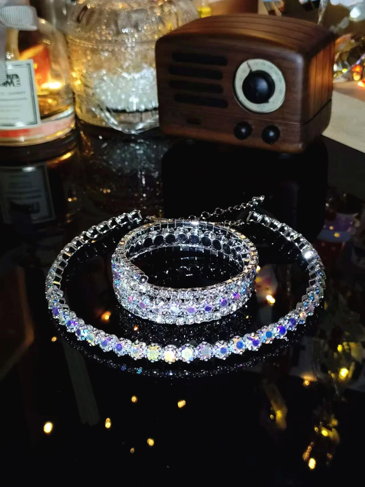 2024 Sparkling Silver Color Crystal Collar Chain Choker Necklace Bridal Women Wedding Party Diamante Rhinestone Choker Jewelry