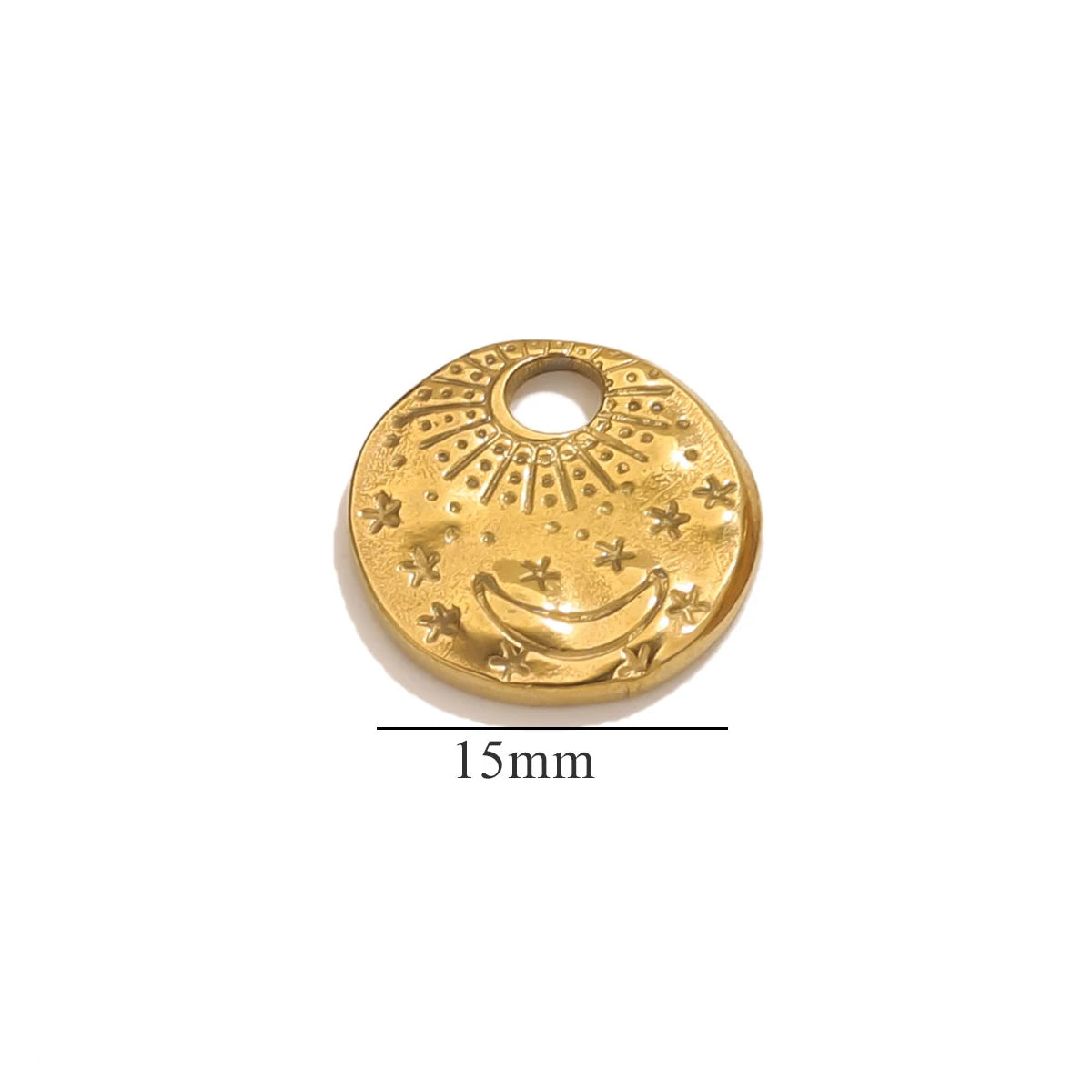 5pcs Gold Texture Sun Moon Pendant Fashion DIY Jewelry Accessories Trendy Women Stainless Steel Necklace Earring Wholesale