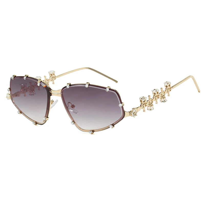 Diamonds Square Fashion Sunglasses Women 2024 Vintage Shades UV400 Luxury Rhinestones Sun Glasses Female Punk Big Men Eyewear