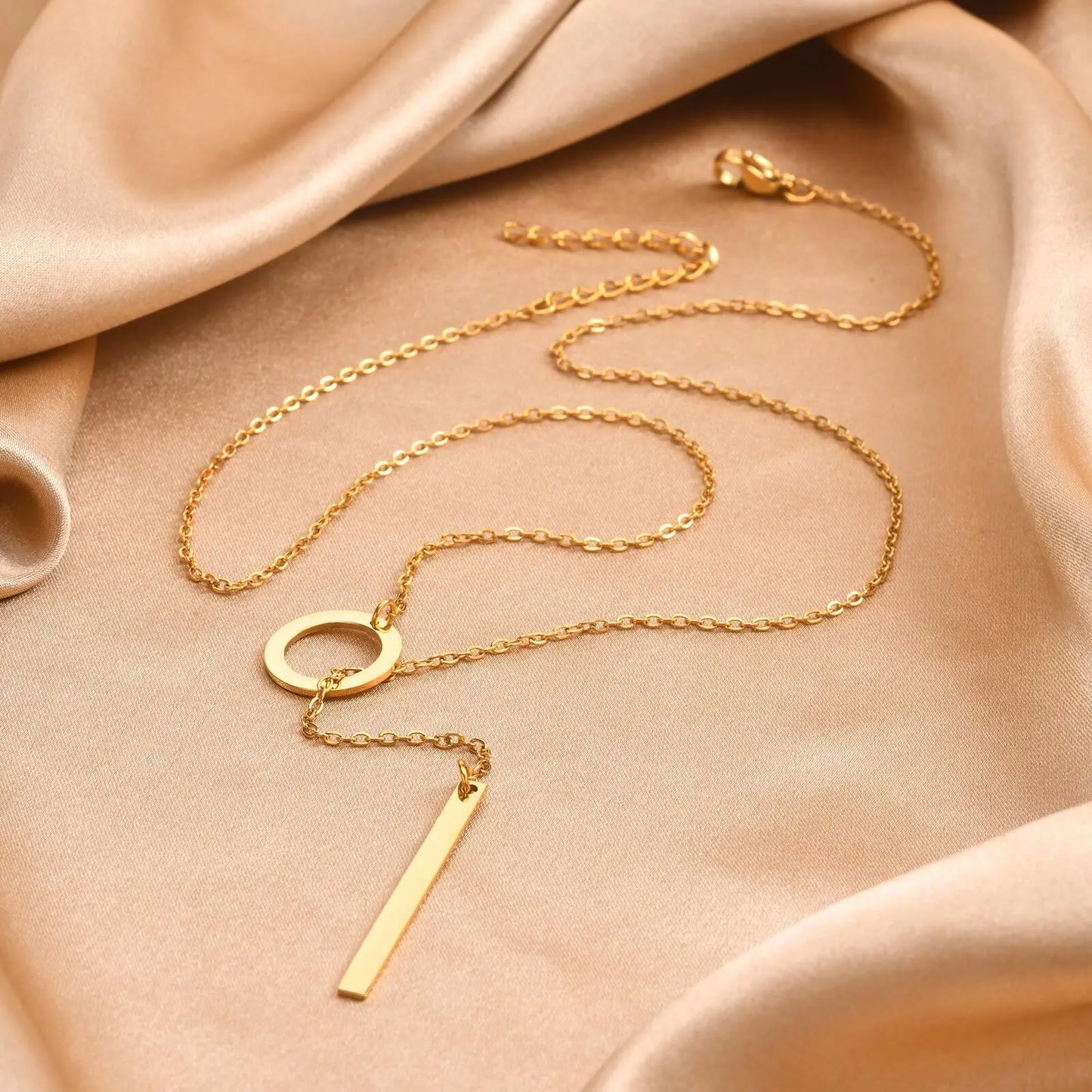 Lariat Necklace for Women, Stainless Steel Drop Necklace with Long Chain, Party Wedding Jewelry