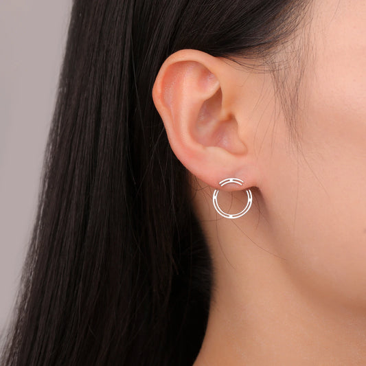 Skyrim Geometric Stud Earring for Women Girls Minimalist Stainless Steel Gold Color Round Rhombus Triangle Ear Stud Jewelry Gift