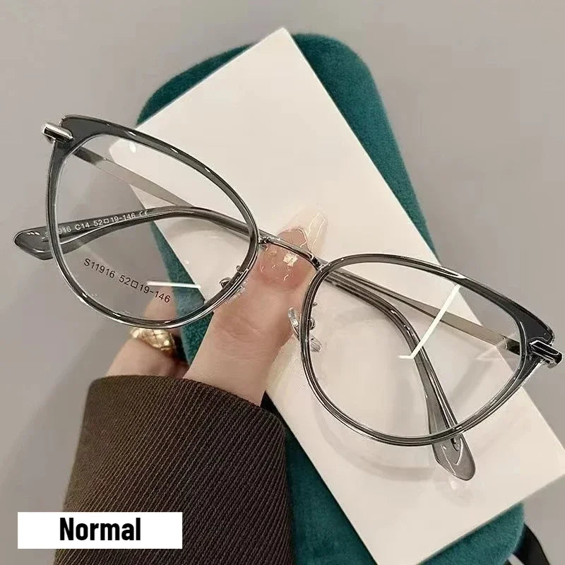 Unisex Outdoor Color Changing Myopia Glasses Fashion Cat Eye Near Sight Eyewear Finished Prescription Photochromic Sunglasses