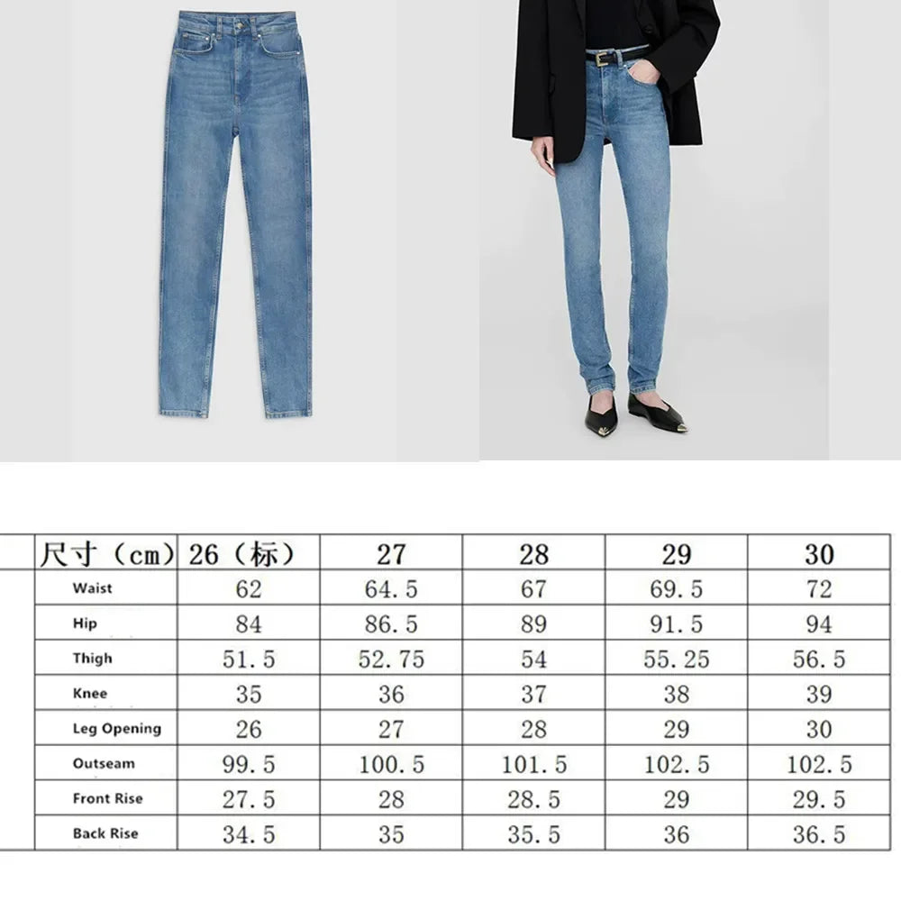 Women's Light Blue Versatile Hole Jeans Spring Summer New Ladies High-Waisted Fringe Straight Denim Pants