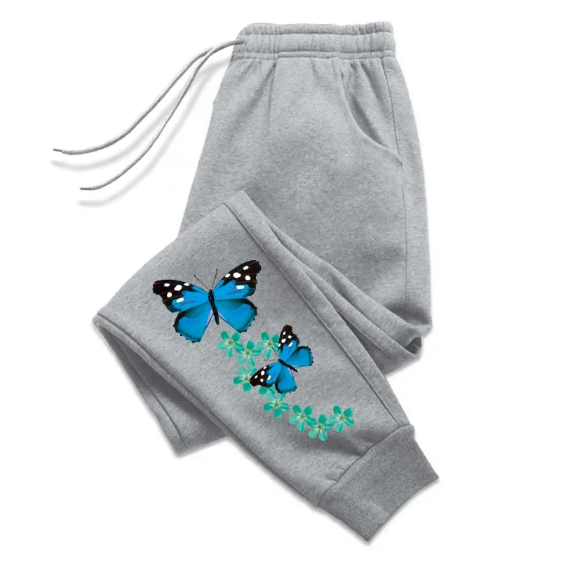 Womens Sweatpants Butterfly Printing Casual Trousers Jogging Sports Pants Outdoors Fashion Sportswear HotSale Trend Street Pants
