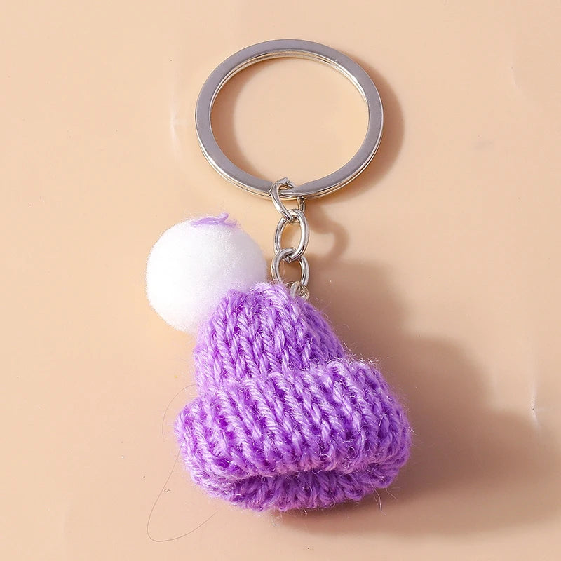 Pretty Handmade Knitted Love Heart Keychain Crocheted Flower Key Ring Pendants for Women Girls Handbag Decor DIY Jewelry Gifts