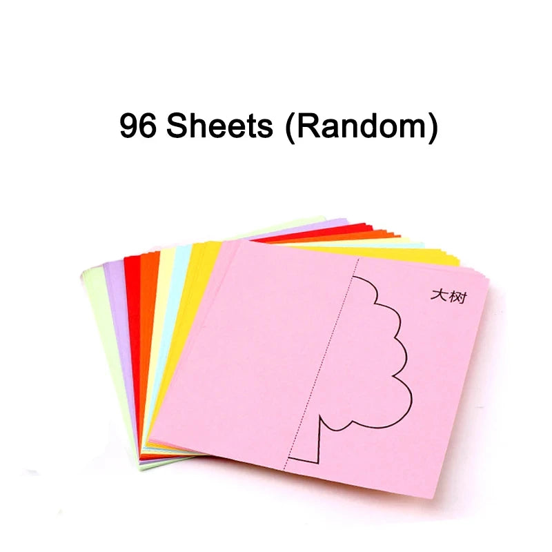 48/96pcs Children Paper Cuttings Toys Handmade DIY Material Puzzle Early Education Toy Art Supply Handicrafts with Scissors TMZ