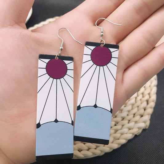 Demon Slayer Kamado Tanjirou Earrings Ear Clip Cosplay Halloween Accessories Prop for Womens Girls